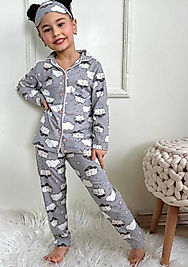 Koyun baskılı kız çocuk gecelik