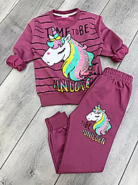 Mürdüm unicorn baskılı takım