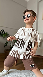 5-8 yaş arası pamuk kumaş look baskılı şortlu takım