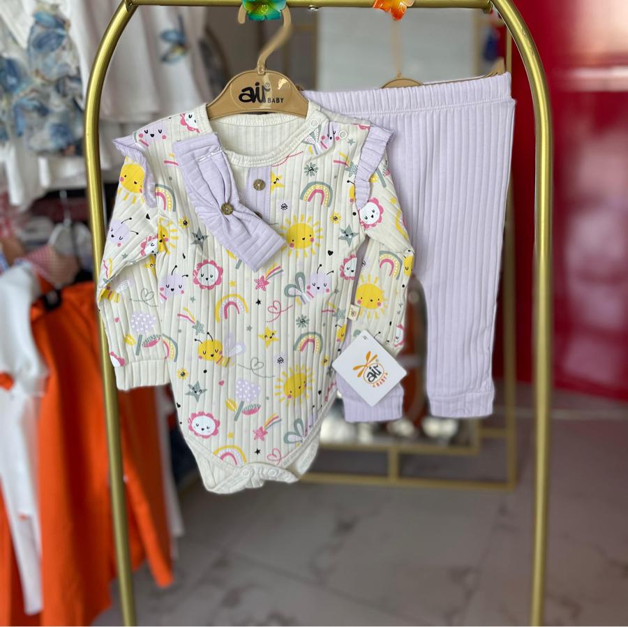 Kız bebek bandanalı takım