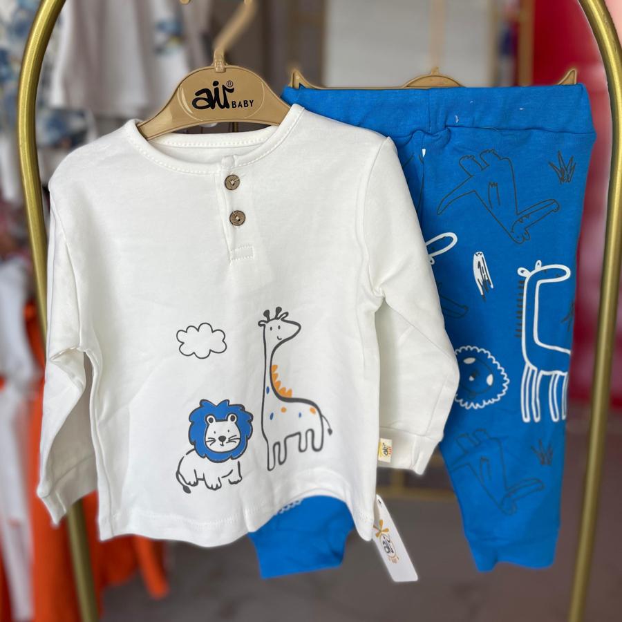 Erkek bebek zürafa aslan takım