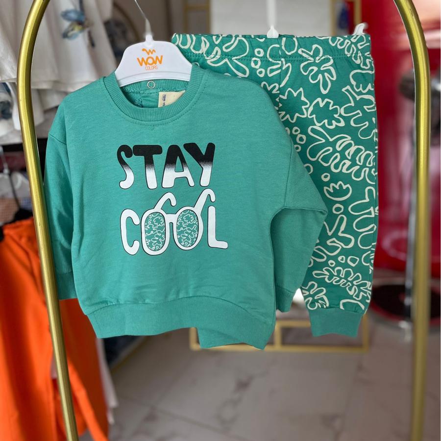 Erkek bebek su yeşili cool takım