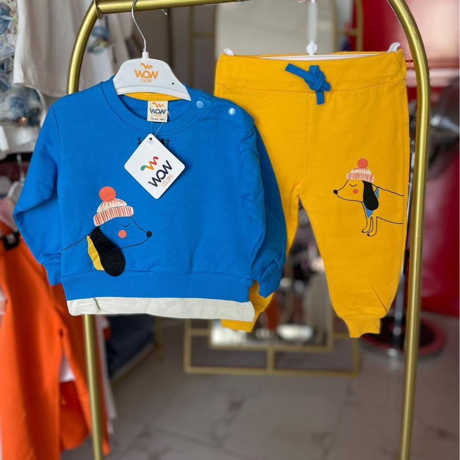 Erkek bebek mavi sarı takım