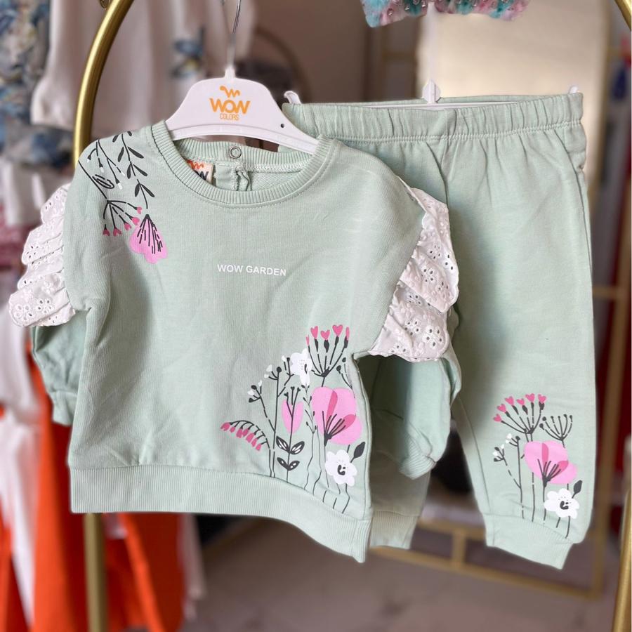 Kız bebek fırfırlı çiçekli takım