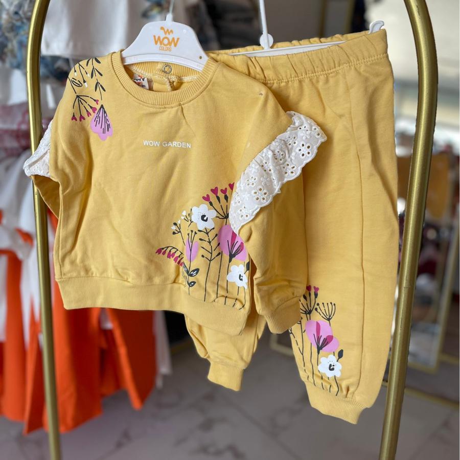 Kız bebek sarı çiçekli takım