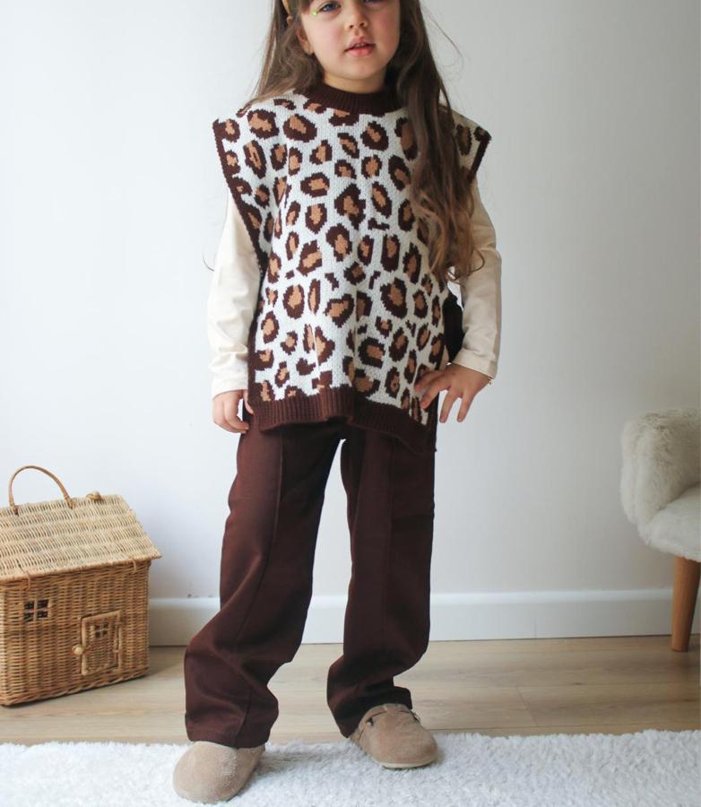 3 parça kahverengi triko takım