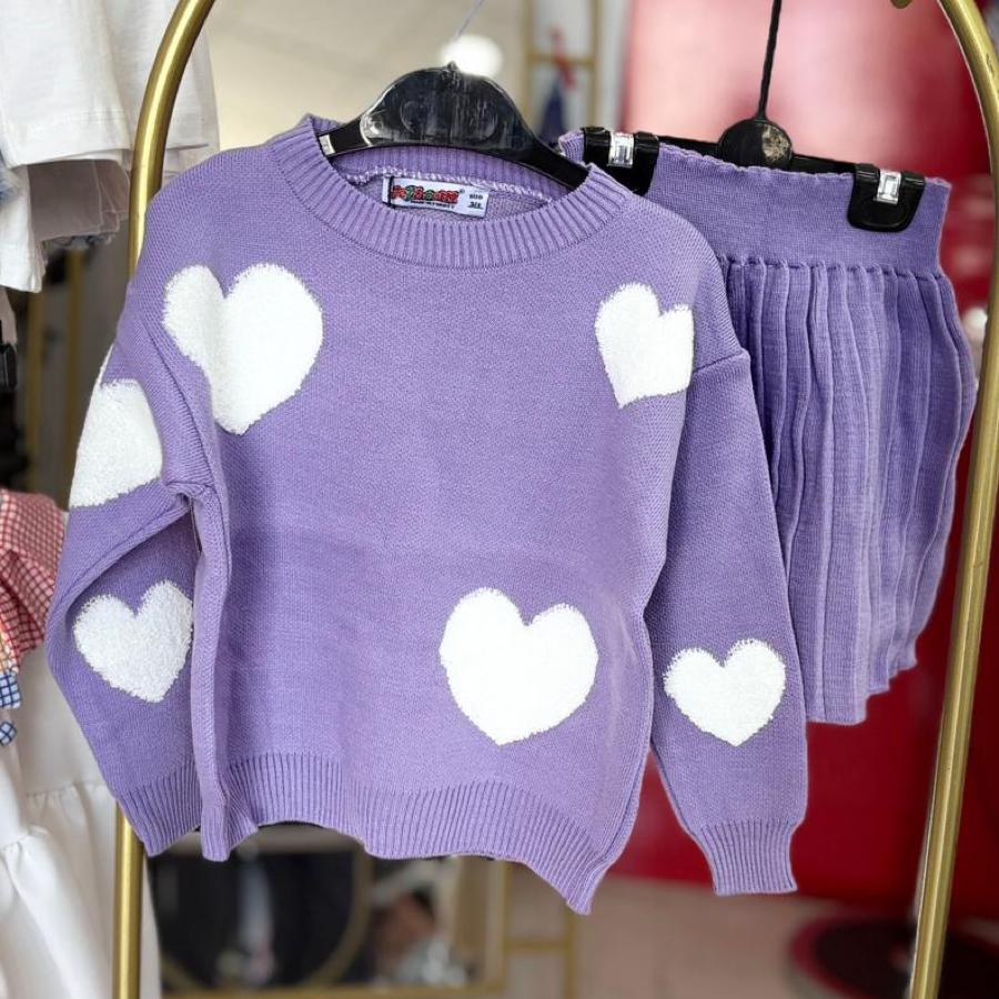 Kalpli mor triko etekli takım