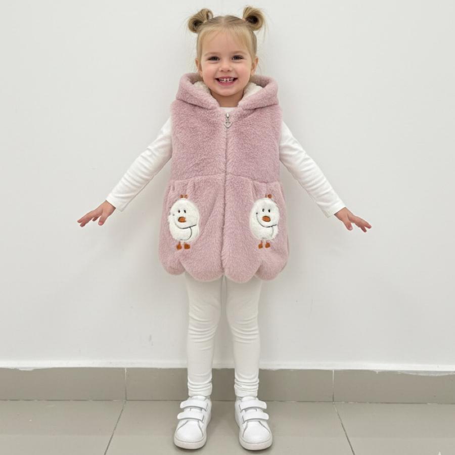 Pudra pembe peluş yelek