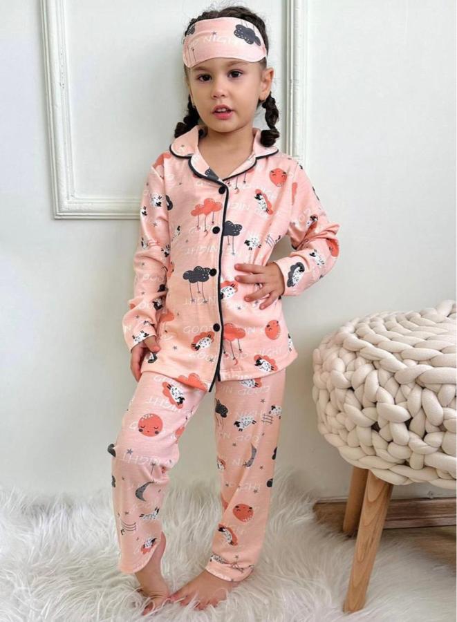 Bulut baskılı kız çocuk gecelik