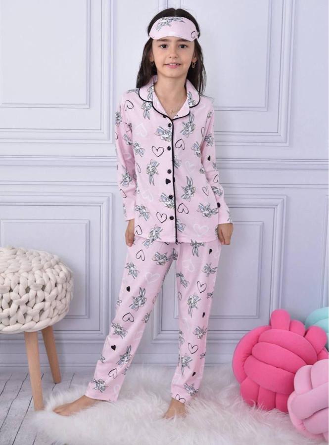 Tavşan baskılı kız çocuk gecelik