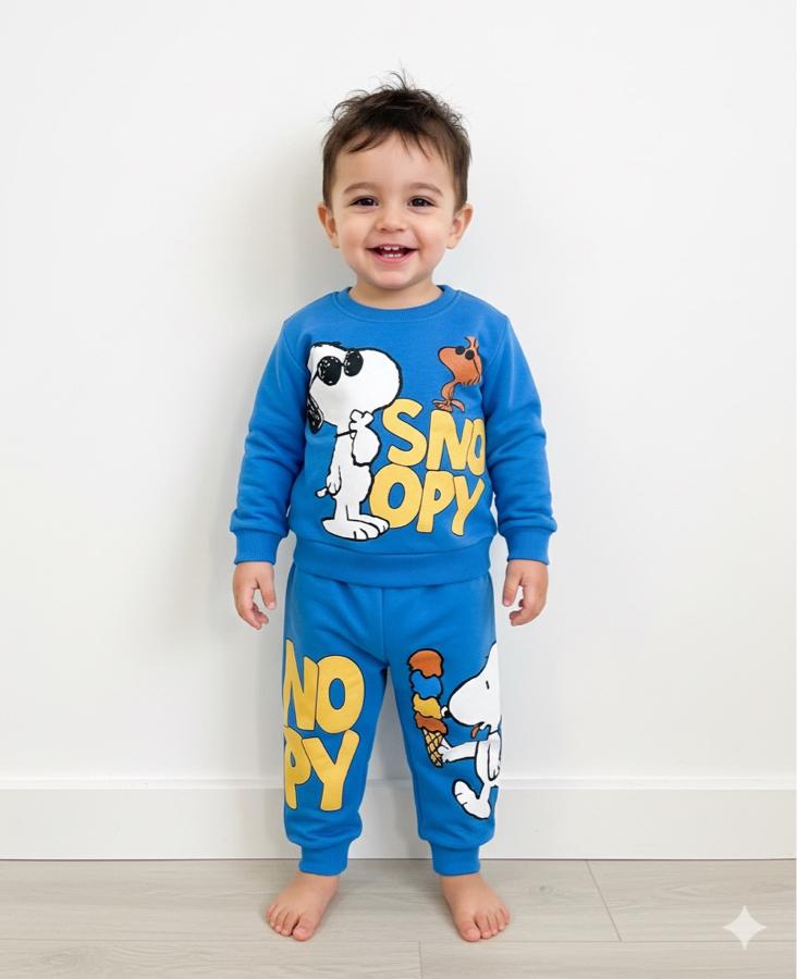 Snoopy baskılı mavi takım