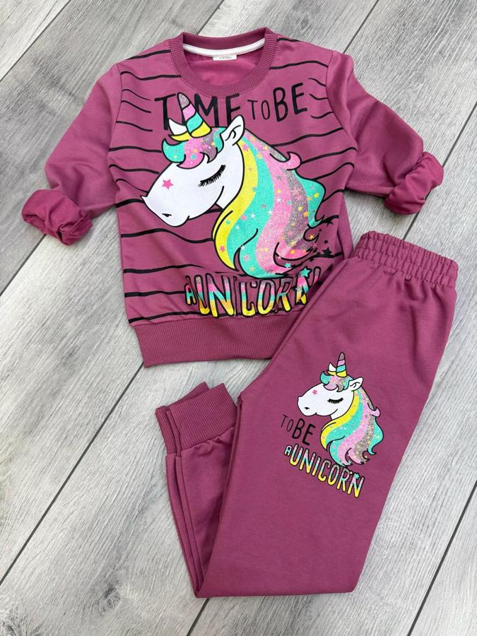 Mürdüm unicorn baskılı takım