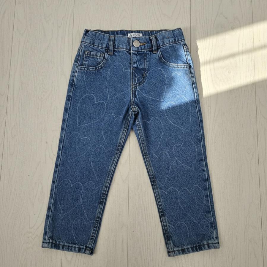 Kalp desenli kot pantolon