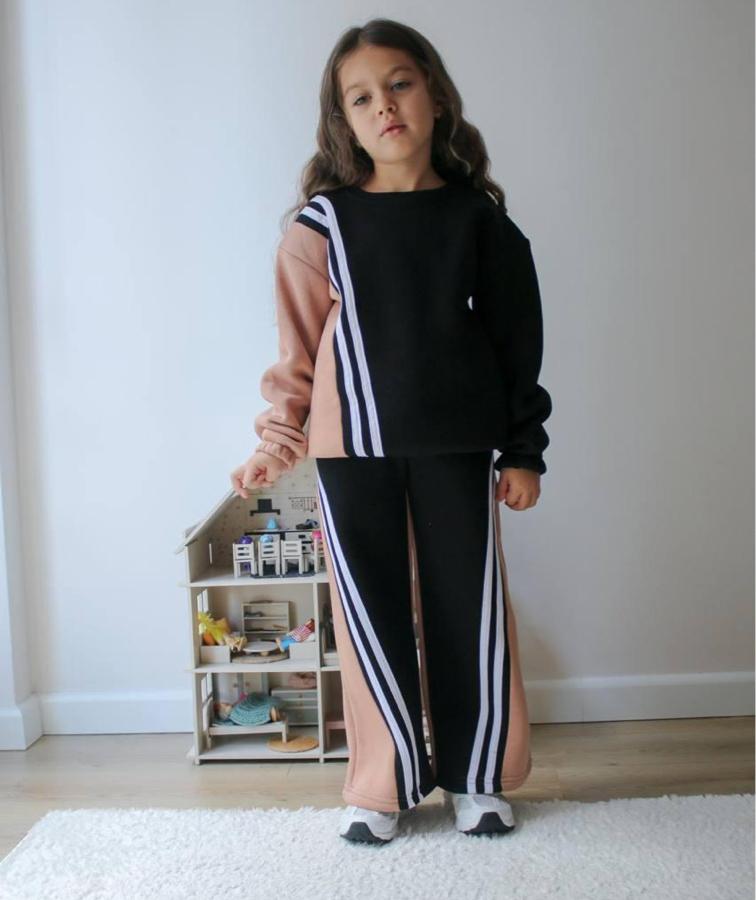 3-6 yaş arası Beyaz ve kahverengi detaylı şardonlu takım