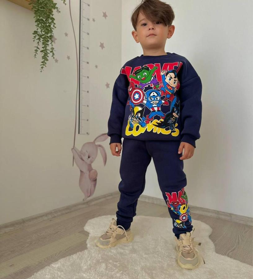 3-4 kaldı Marvel baskılı şardonlu takım