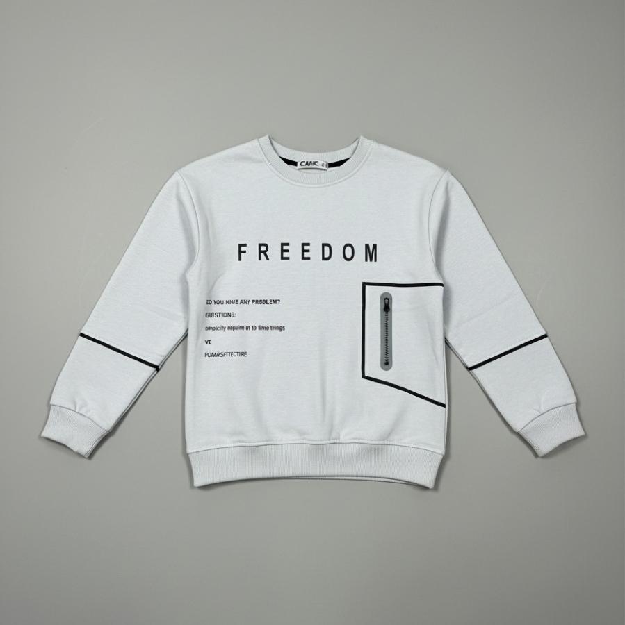 Freedom baskılı erkek kazak