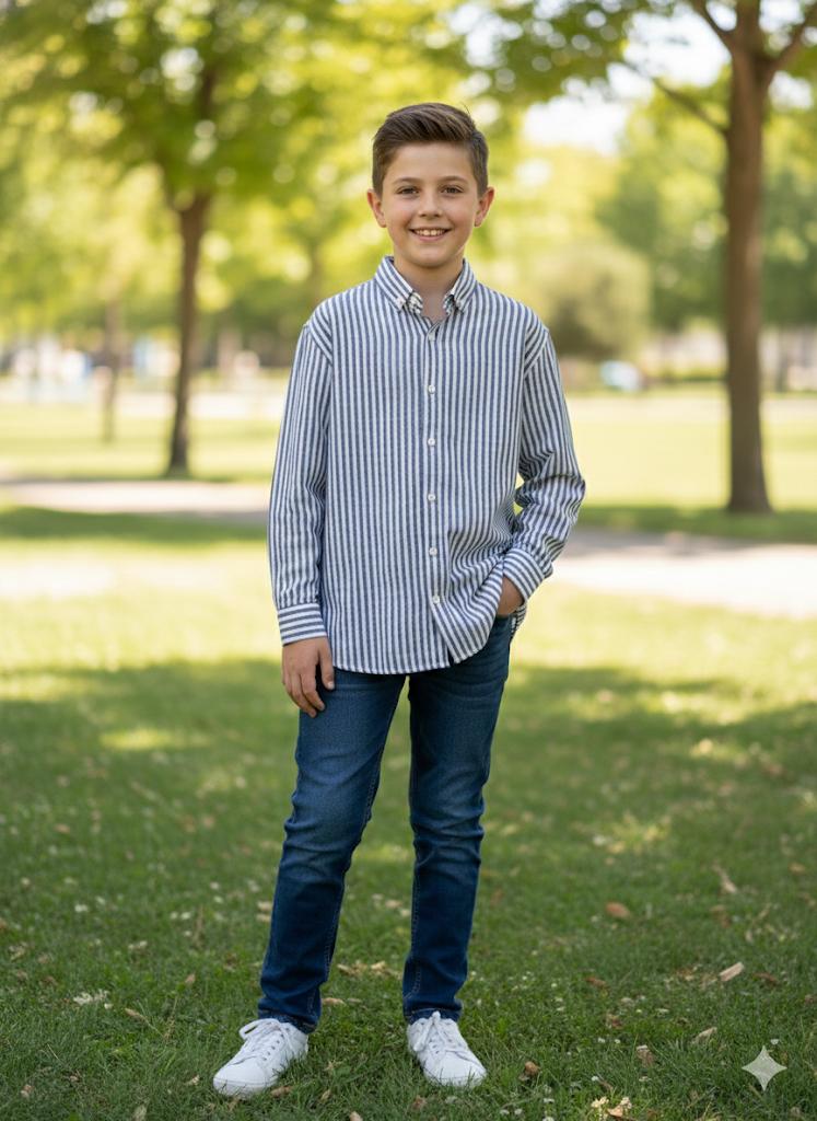 Erkek çocuk gömlek siyah çizgili