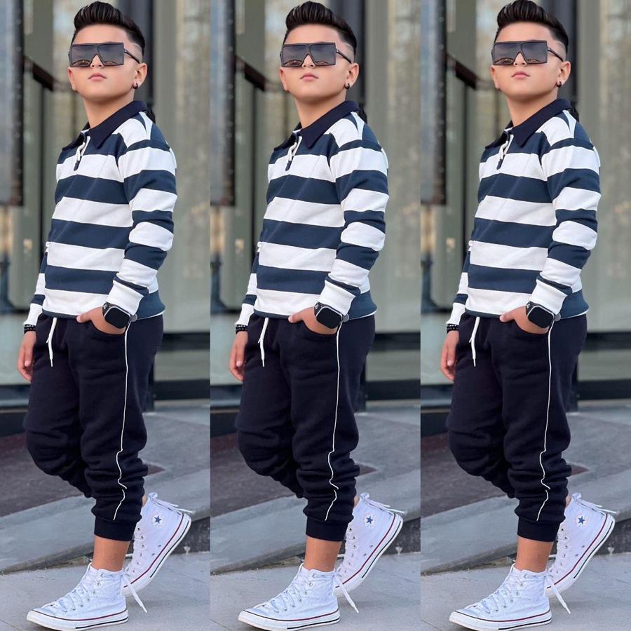 Lacivert beyaz şardonlu takım