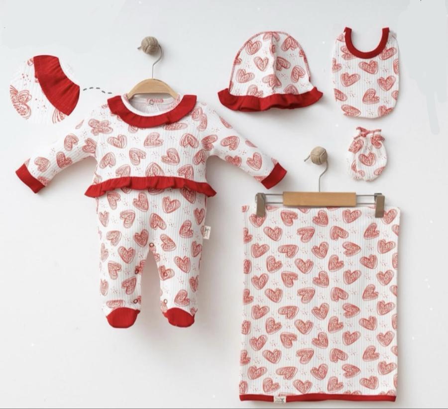 Kırmızı kalpli 5 li hastane çıkışı