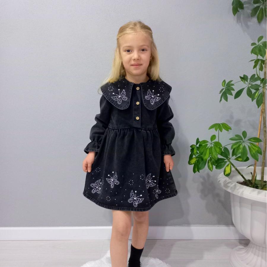 4/12 yaş kız çocuk kot elbise siyah