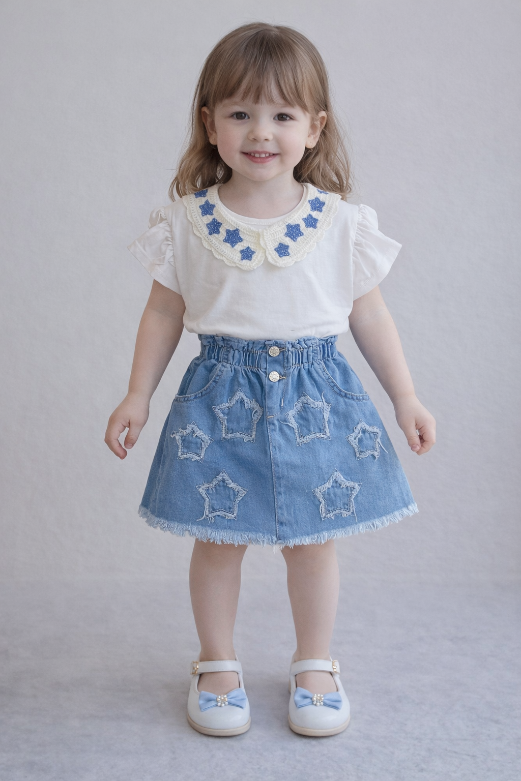 3-10 yaş arası kot etekli takım