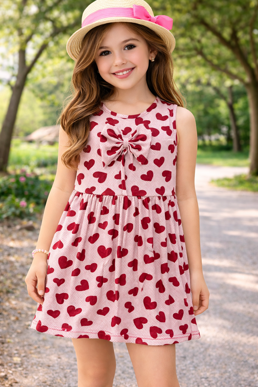 3-10 yaş arası kalp detaylı elbise