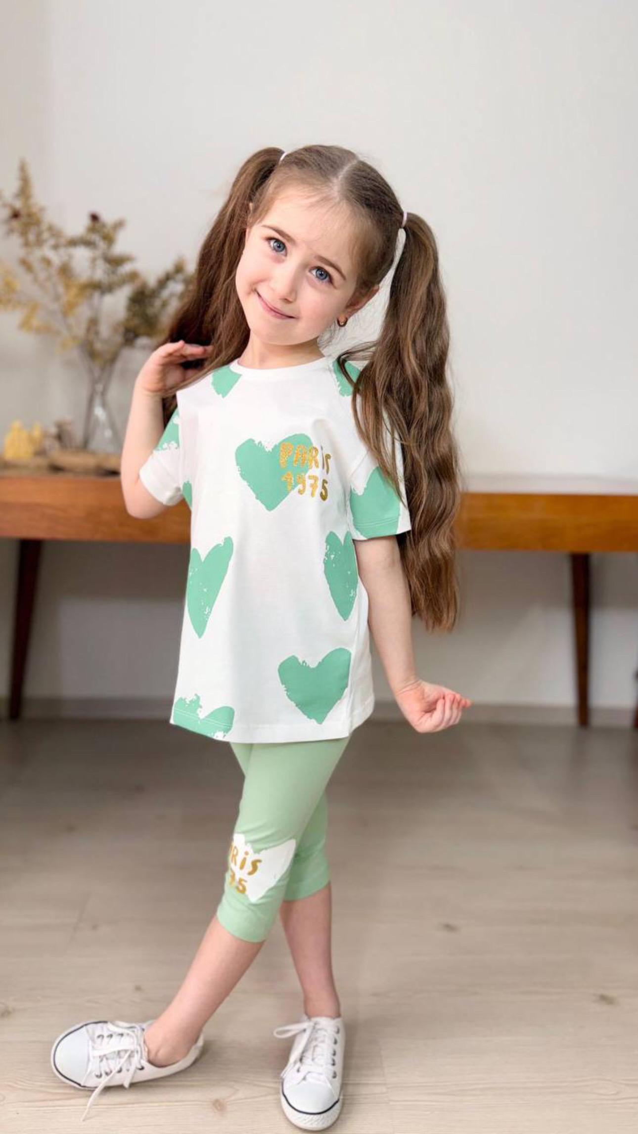 3-10 yaş arası paris simli baskılı kaprili takım