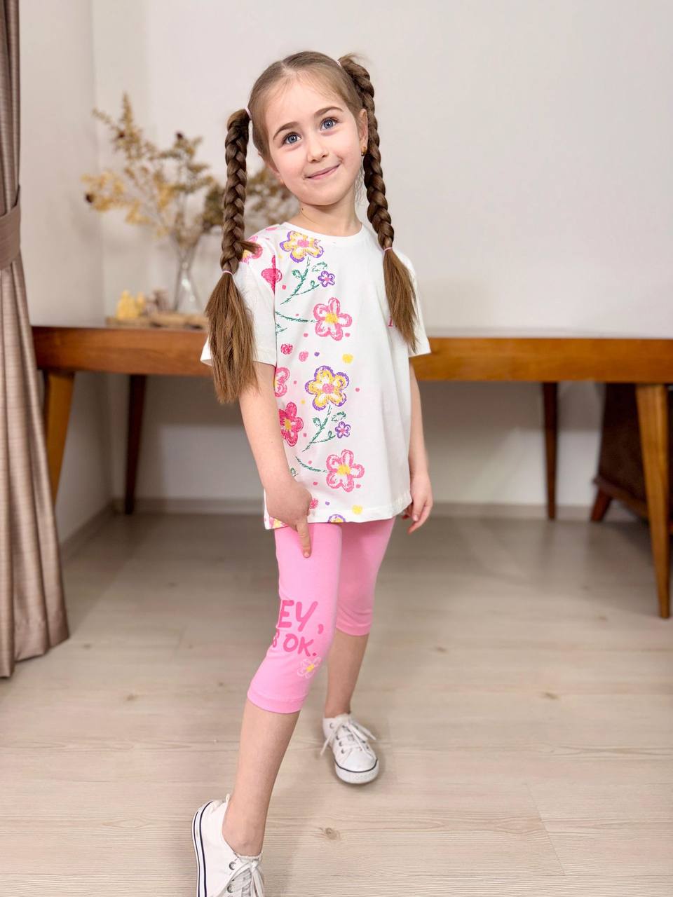 4-7 yaş arası hey its ok pembe kaprili takım