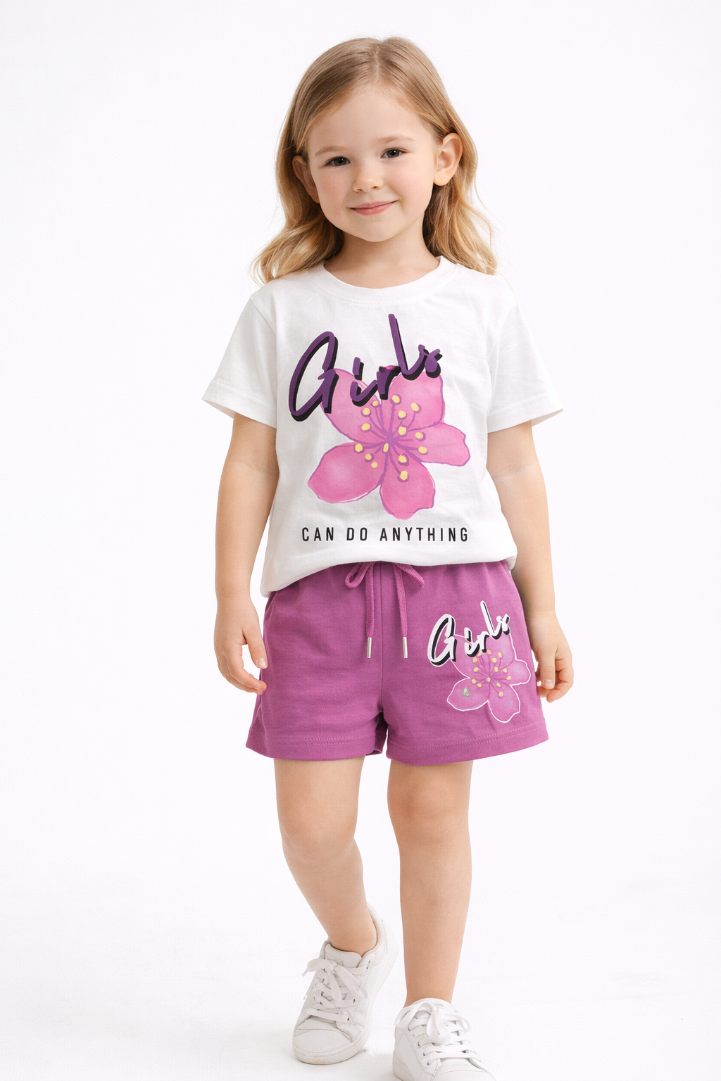 6-8 yaş arası şortlu takım pamuklu kumaş