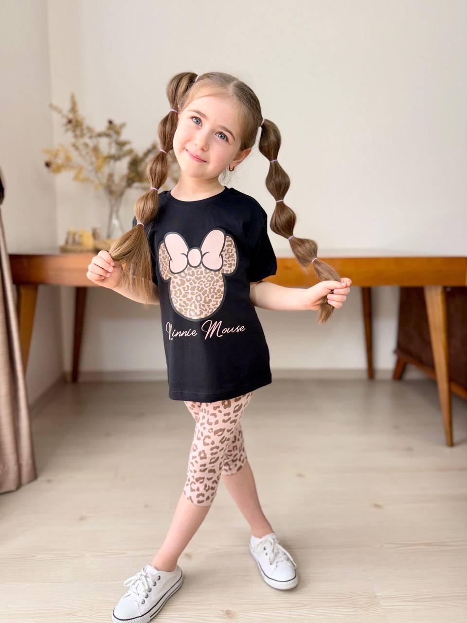 5-7 yaş arası pamuk kumaş minnie kaprili takım