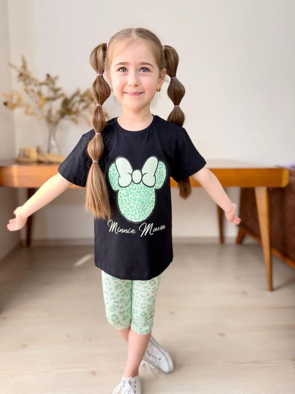 6-10 yaş arası minnie pamuk kumaş kaprili takım