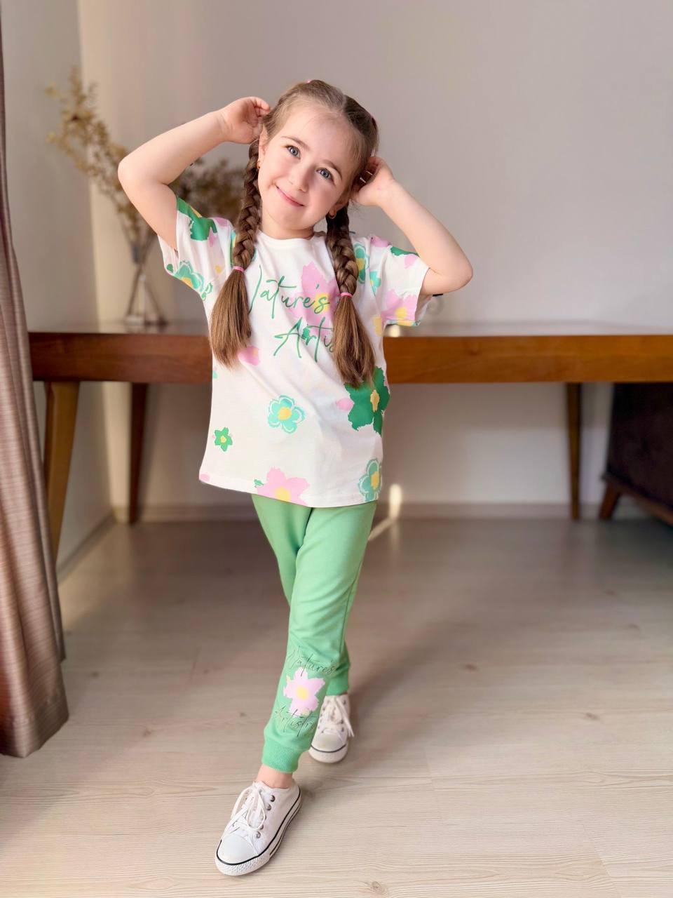 4-5 5-6 yaş uzun alt pamuk kumaş natures takım