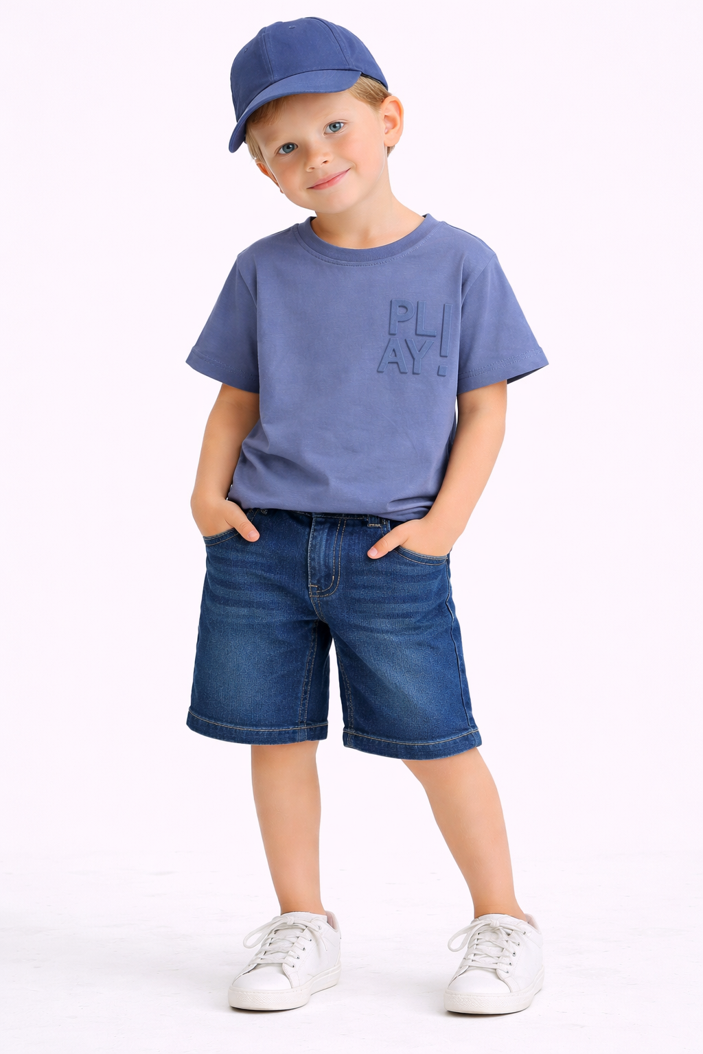 2-4-5 yaş şapka hediye üst pamuk tşört alt kot pantolon