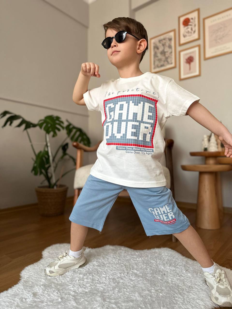 6-7 7-8 yaş pamuk kumaş game over takım