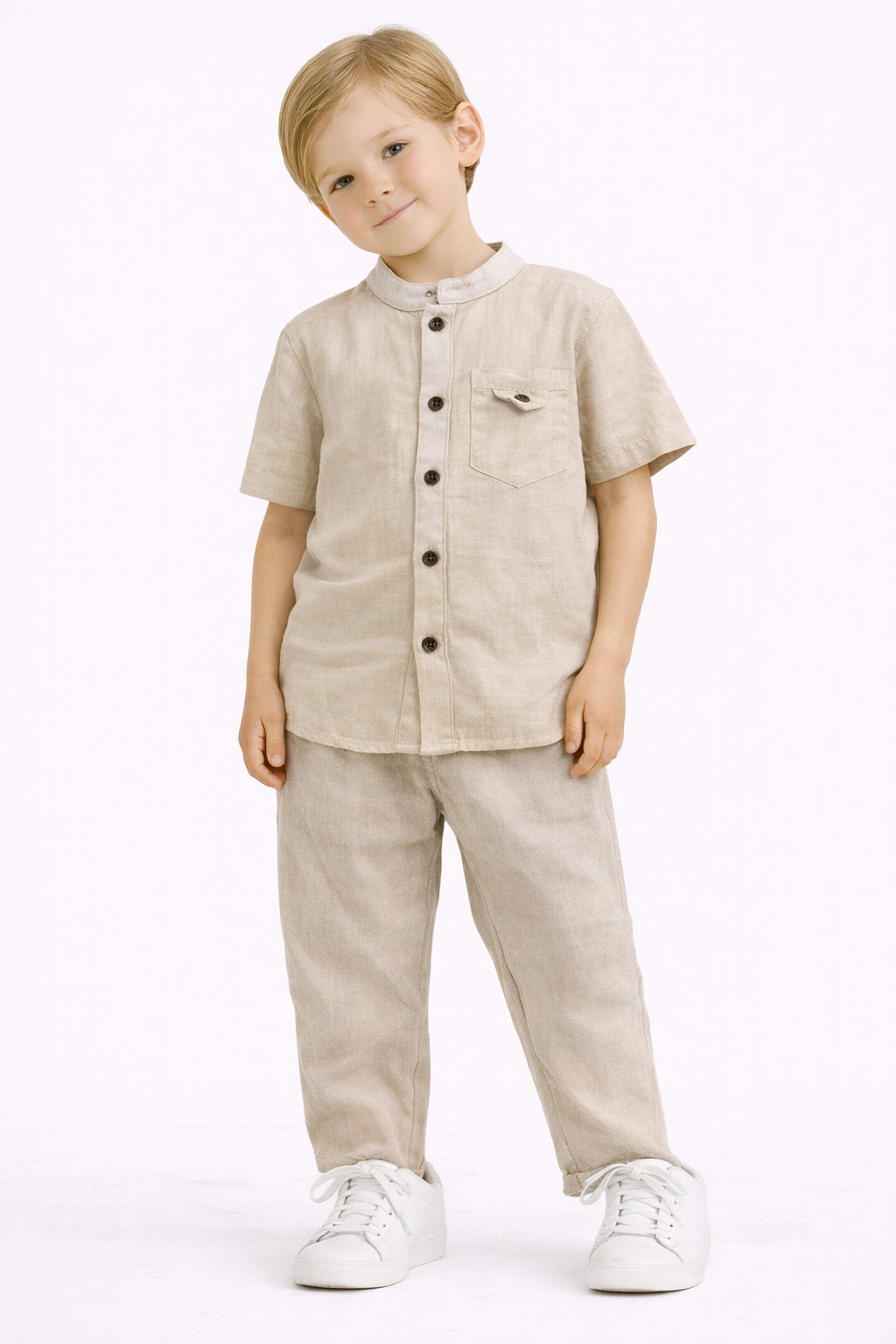 2-3-5 yaş keten gömlek pantolon takım