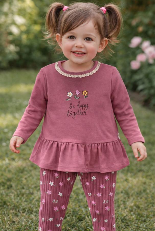 Kız bebek Çiçek desenli takım