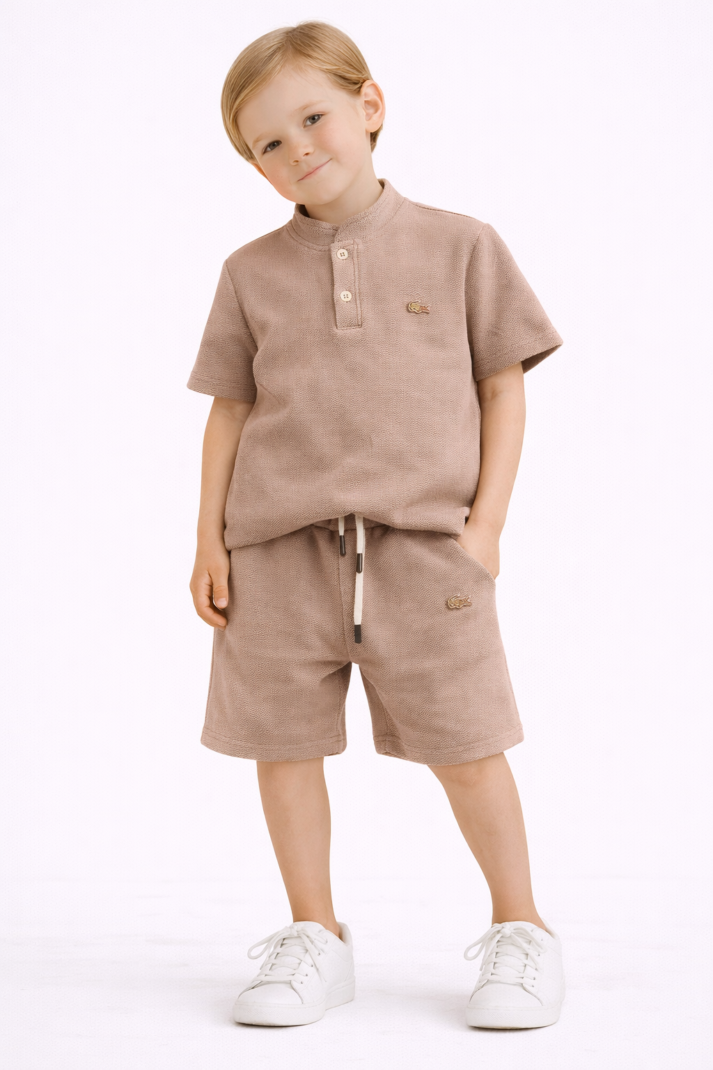 4/6 yaş arası waffle kumaş şortlu takım