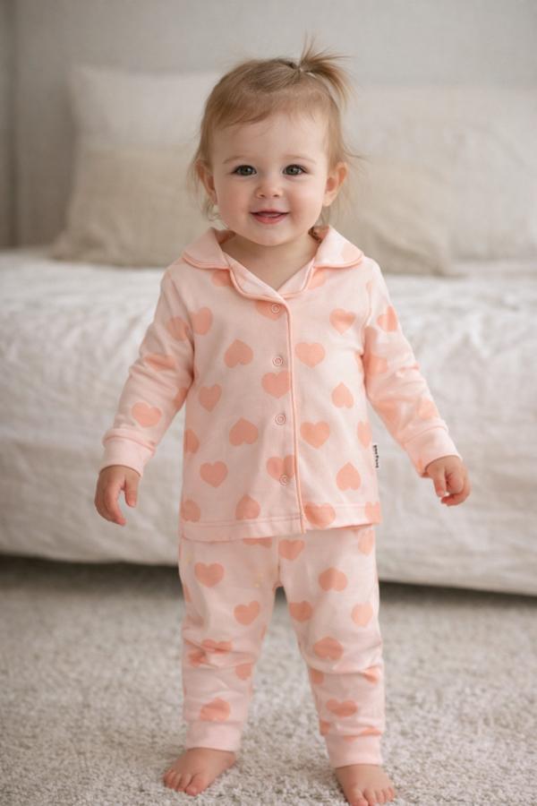 Kalp desenli pijama takım