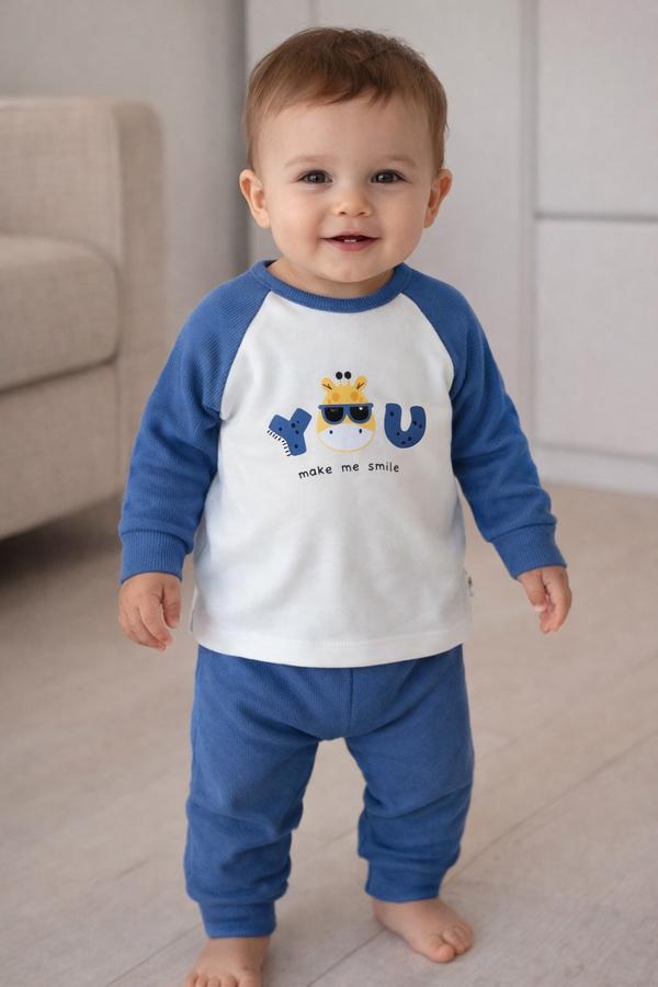 Şebek surat desenli erkek bebek takım