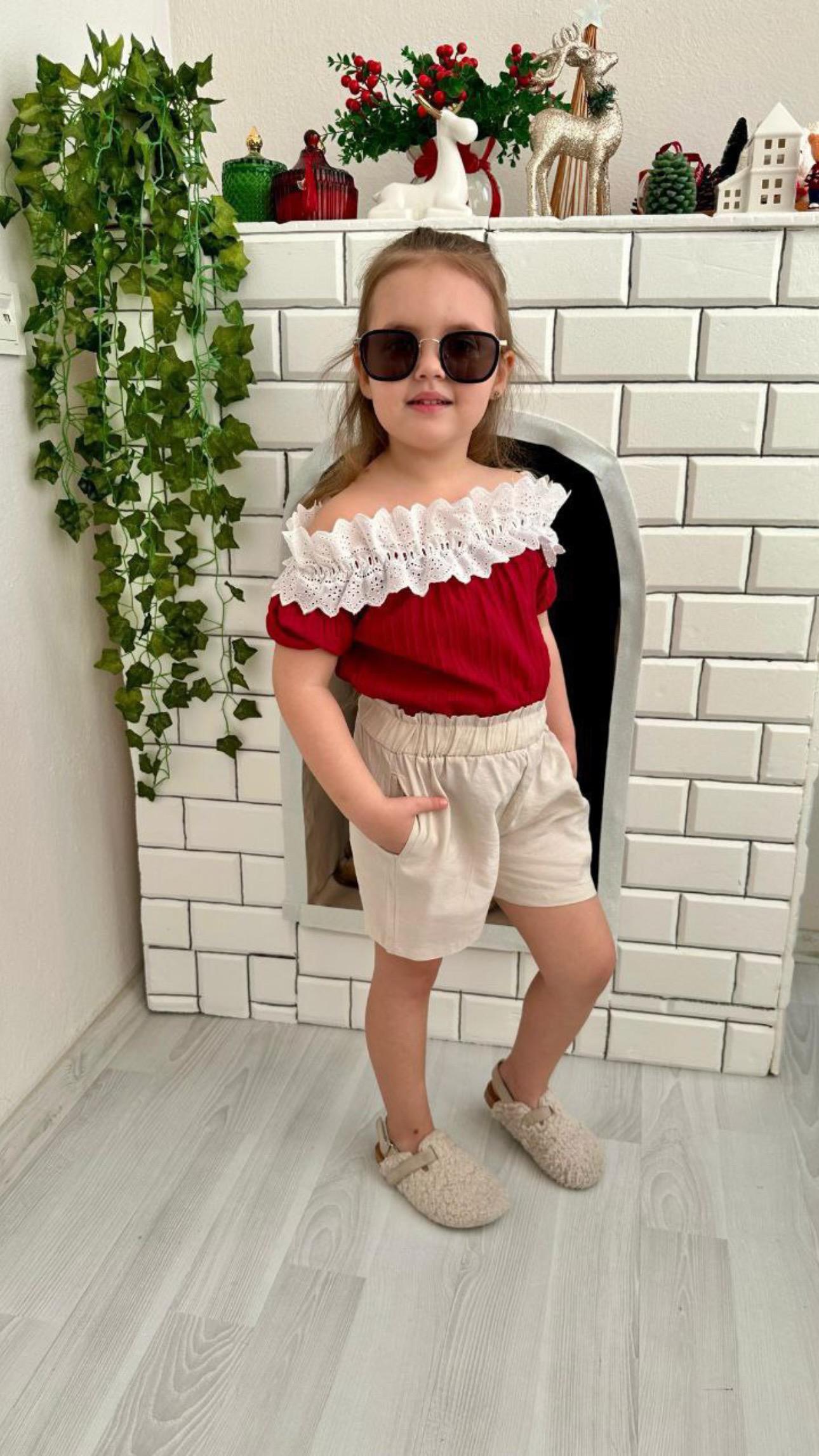 4/5 5/6 kayık yaka alt şort takım