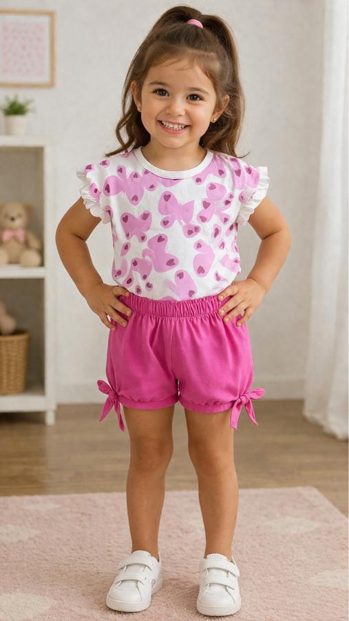 Pamuklu şortlu takım