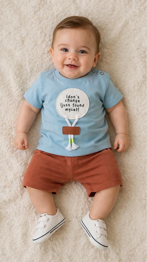 Muslim kumaş şortlu erkek bebek takım