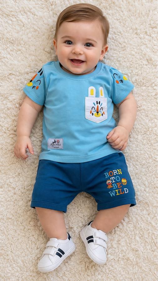 Pamuklu şort ve tişörtlü takım