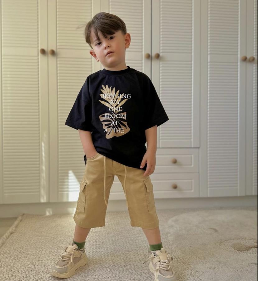 3-10 yaş arası Krem kargo şortlu takım