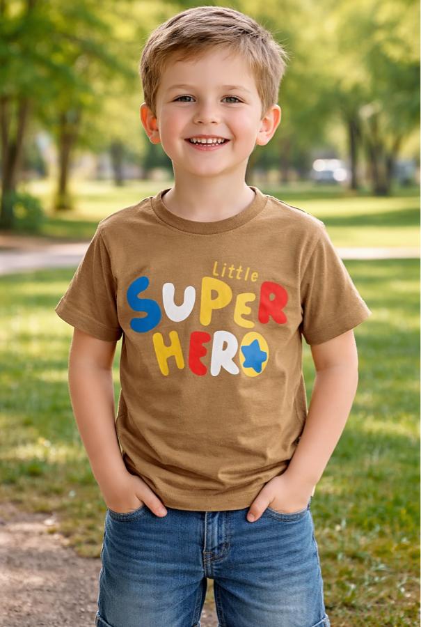 3-11 yaş kahverengi erkek tişört