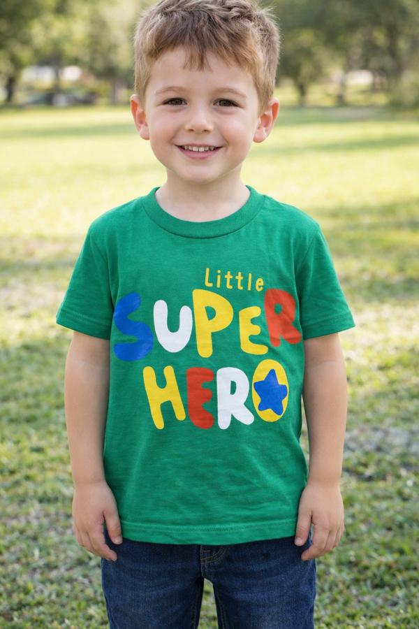 3-10 yaş yeşil renkli tişört