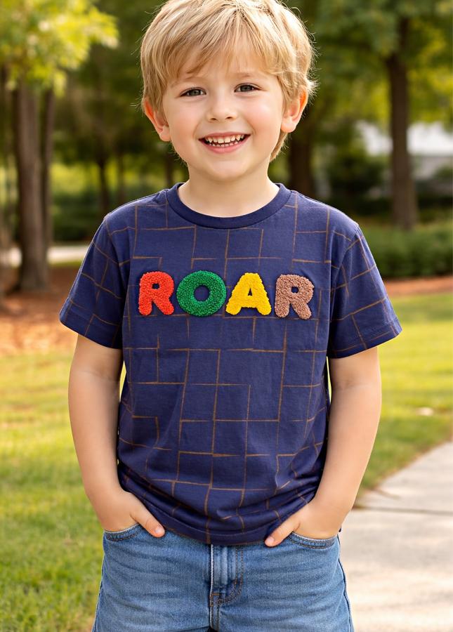 3-11 yaş çizgili mavi erkek çocuk tişört