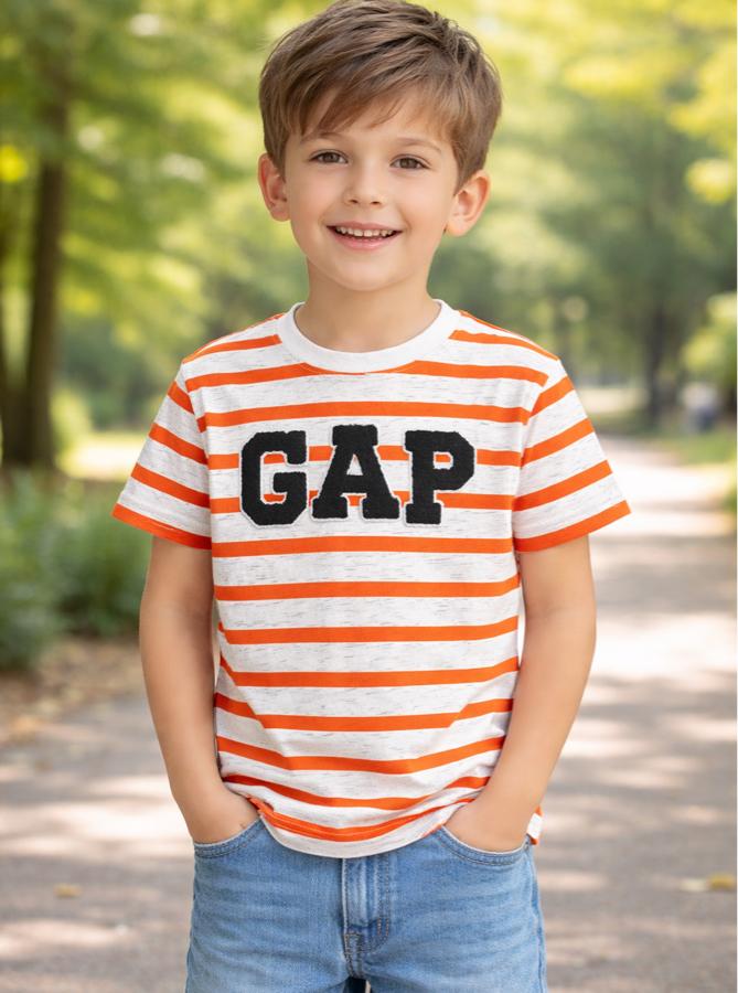 11 ve 12 yaş GAP turuncu çizgili erkek çocuk tişört
