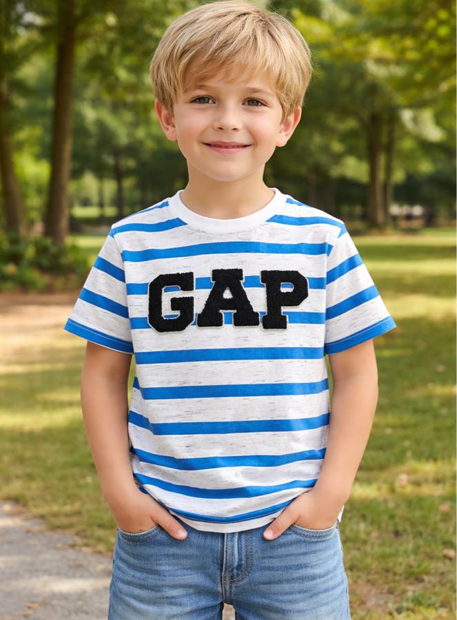 4-12 yaş arası GAP açık mavi çizgili erkek çocuk tişört