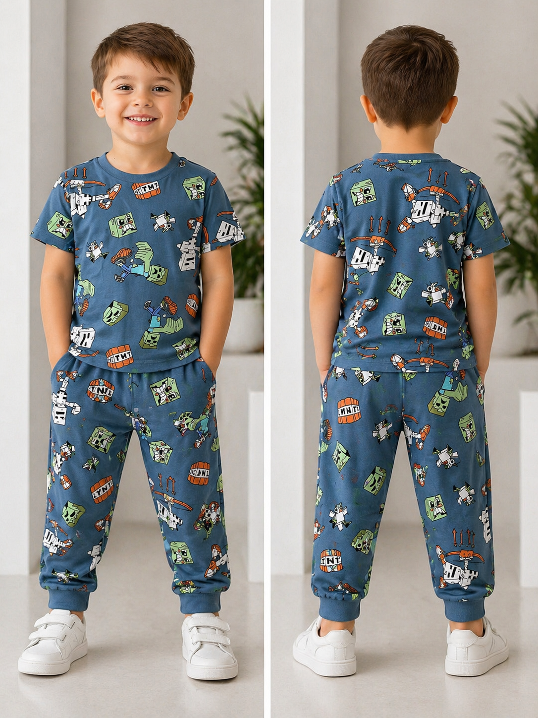 2-7 yaş arası pamuklu pijama takım